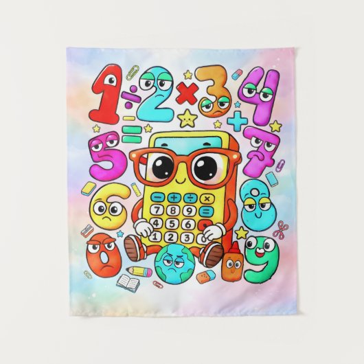 Tenture Cute Numbers Characters Maths Poster for Kids (Devant)