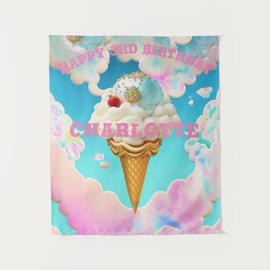 Tenture Cute Pastels Joyeux Anniversaire Dreamy Ice Cream (Devant)