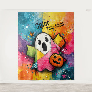Tenture Cute Patchwork Ghost Colorful Splatter Art