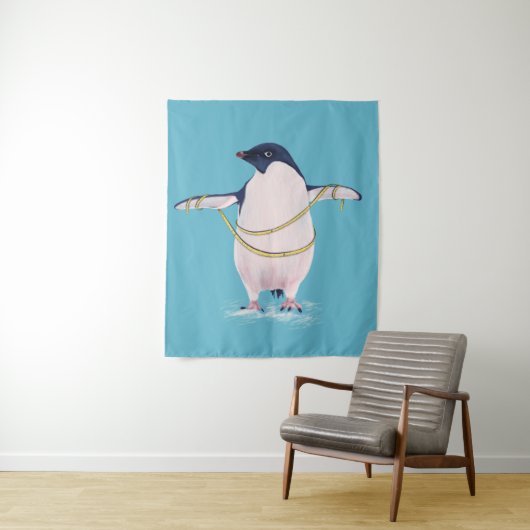 Tenture Cute Penguin régime bleu (En situation)