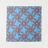 Tenture Cute Purple Daisies On Blue (Devant (Horizontal))
