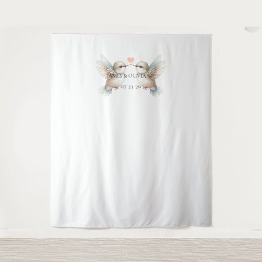 Tenture Cute Romantique Mariage de colibris (Devant)
