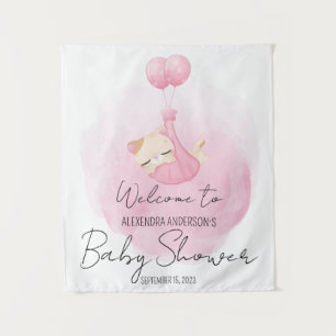 Tenture Cute Rose Kitten pour bébé fille Douche Bienvenue
