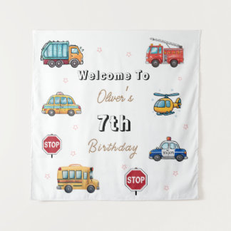 Tenture Cute Service Vehicle Birthday bash welcome sign 