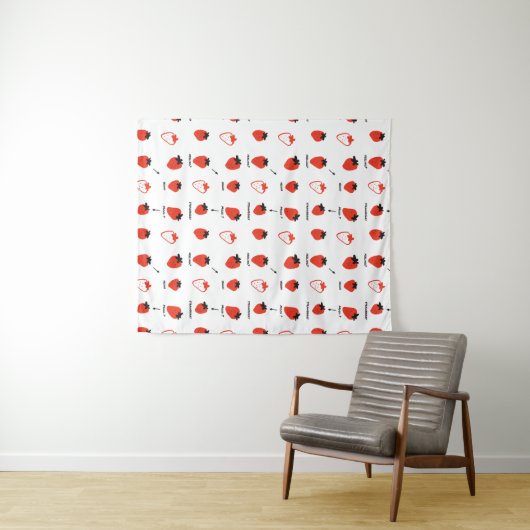 Tenture Cute Strawberry Pattern Tapestry Room Decor (En situation (horizontale))
