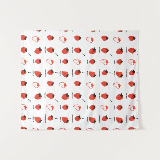 Tenture Cute Strawberry Pattern Tapestry Room Decor (Devant (Horizontal))
