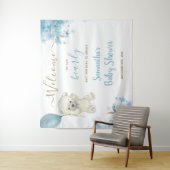 Tenture Cute Teddy Bear Boy Baby shower Affiche de bienven (En situation)