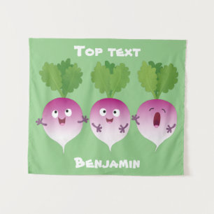 Tenture Cute turnip légumes trio chanter dessin animé