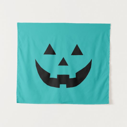 Tenture Cute turquoise Jack-o'-lantern drôle Halloween (Devant (Horizontal))