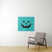 Tenture Cute turquoise Jack-o'-lantern drôle Halloween (En situation (horizontale))