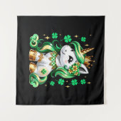 Tenture Cute Unicorn Shamrock St Patricks Day (Devant (Horizontal))
