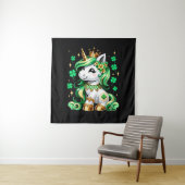 Tenture Cute Unicorn Shamrock St Patricks Day (En situation)