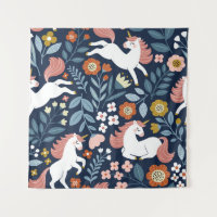 Cute Unicornes Floral Vintage Motif
