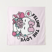 Tenture Cute Valentine's Cat Design - Feline the Love (Devant (Horizontal))