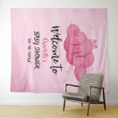 Tenture Cute Watercolor Cloud Baby Girl Shower Backdrop (En situation (horizontale))