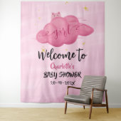Tenture Cute Watercolor Cloud Baby Girl Shower Backdrop (En situation)