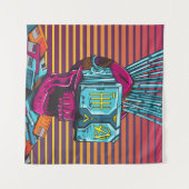 Tenture Cyber Skull Virtual Reality Cyberpunk disquette  (Devant (Horizontal))