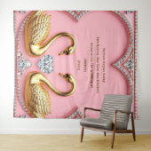 Tenture Cygne de diamant rose conception d'arche de mariag (En situation (horizontale))