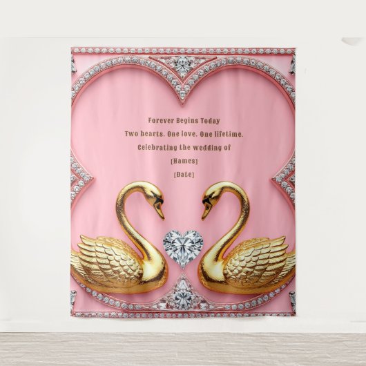 Tenture Cygne de diamant rose conception d'arche de mariag (Devant)
