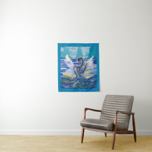 Tenture Cygnes "Art par les enfants"