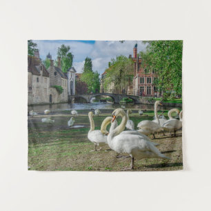 Tenture Cygnes blancs dans le centre de Bruges