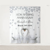 Tenture Cygnes blancs diamant 60e anniversaire en amour (Devant)