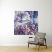 Tenture Cygnet blanc avec Roses violets (En situation (horizontale))