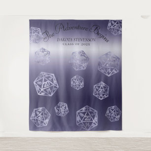 Tenture D20 bleu RPG Dice Mariage Photo Booth Arrière-pl