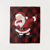 Tenture Dabbing Red Plaid Santa Claus | Fun Rustic Buffalo (Devant)
