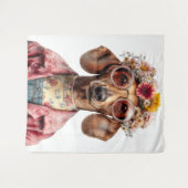 Tenture Dachshund Floral de Style Vintage (Devant (Horizontal))