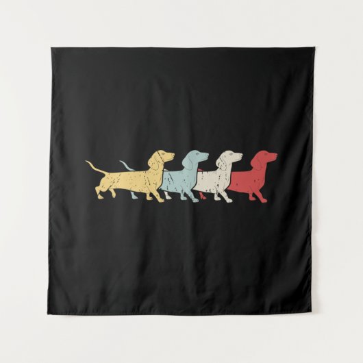 Tenture Dachshund Rétro Vintage (Devant)