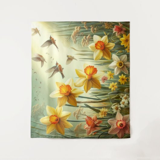 Tenture Daffodiles et oiseaux (Devant)