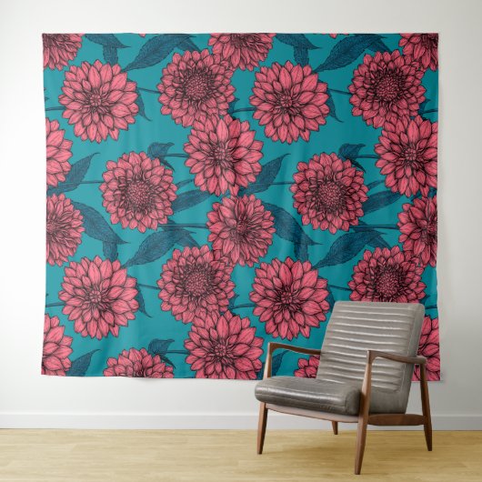 Tenture Dahlias (En situation (horizontale))