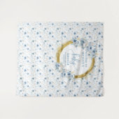 Tenture Dainty bleu poussiéreux fleurs or baby shower bann (Devant (Horizontal))