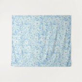 Tenture Daisies in white and blue on sea glass (Devant (Horizontal))