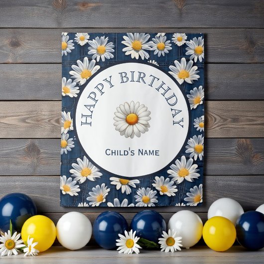 Tenture Daisies on Blue Denim Birthday