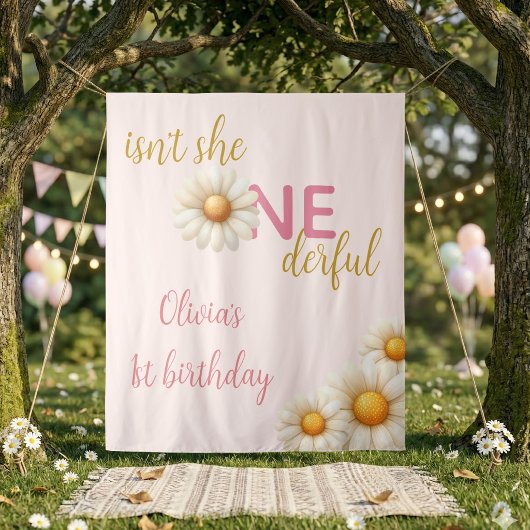 Tenture Daisy 1st Birthday Backdrop Isn't She ONEderful 