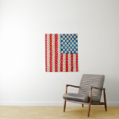 Tenture Daisy American Flag Rouge Blanc Bleu Floral Tapiss (En situation)