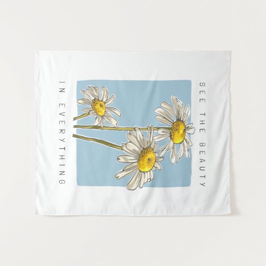 Tenture Daisy Flowers Beauté Slogan (Devant (Horizontal))
