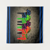 Tenture Dala Horse, rouge, vert, bleu, noir, folk (Devant (Horizontal))