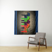 Tenture Dala Horse, rouge, vert, bleu, noir, folk (En situation (horizontale))