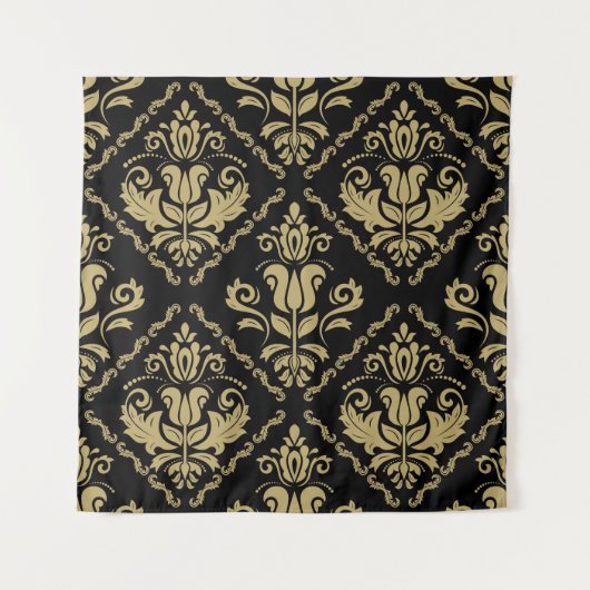 Tenture Damask Black Gold : Classic Ornament. (Devant)