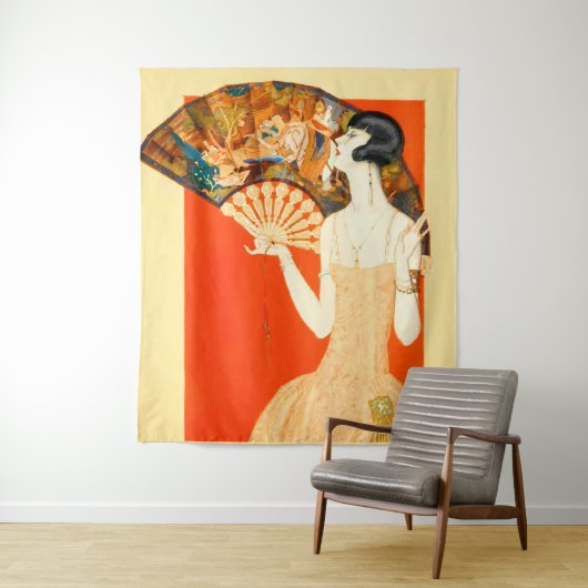 Tenture dame art déco avec ventilateur (En situation)