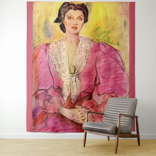 Tenture dame rose (En situation)