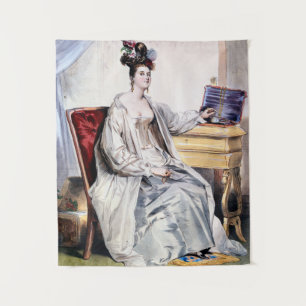 Tenture Dame victorienne avec boîte à bijoux - Élégant Vin