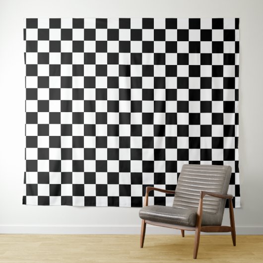 Tenture Damier noir et blanc (En situation (horizontale))