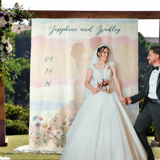 Tenture Dancing Couple Personalized Wedding Backdrop