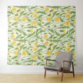Tenture Dandelions, vert, jaune et blanc (En situation (horizontale))