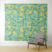 Tenture Dandelions, vert, jaune et bleu (En situation (horizontale))