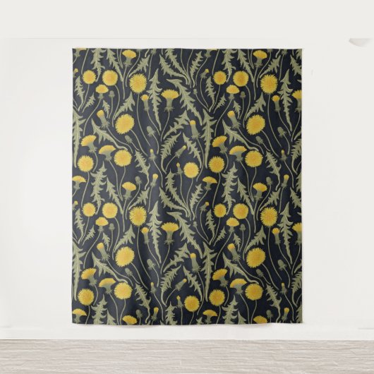 Tenture Dandelions, vert, jaune et noir (Devant)
